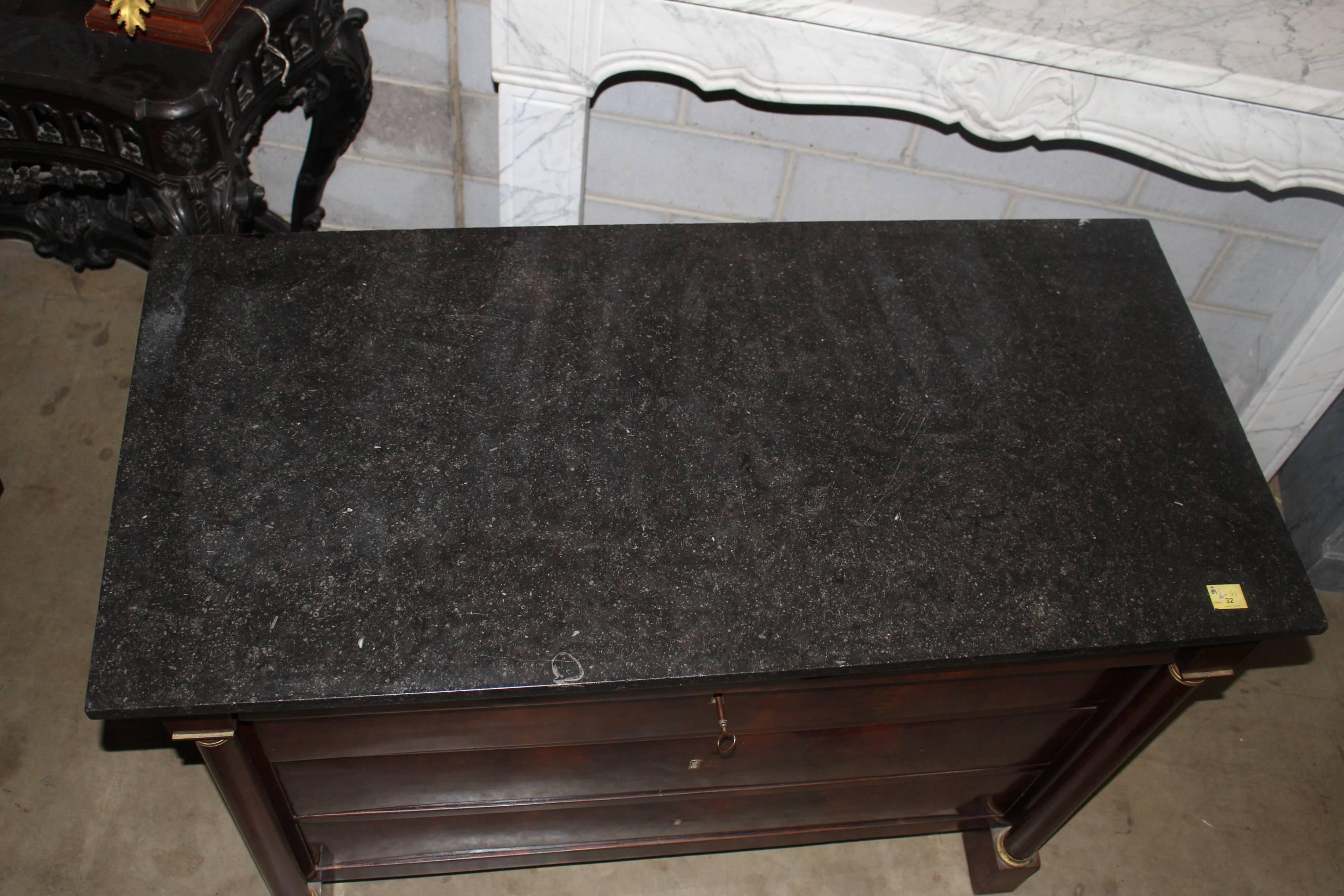 Early 19th Century 19th Century French Mahogany Chest of Drawers with a Dark Gray Stone Top For Sale