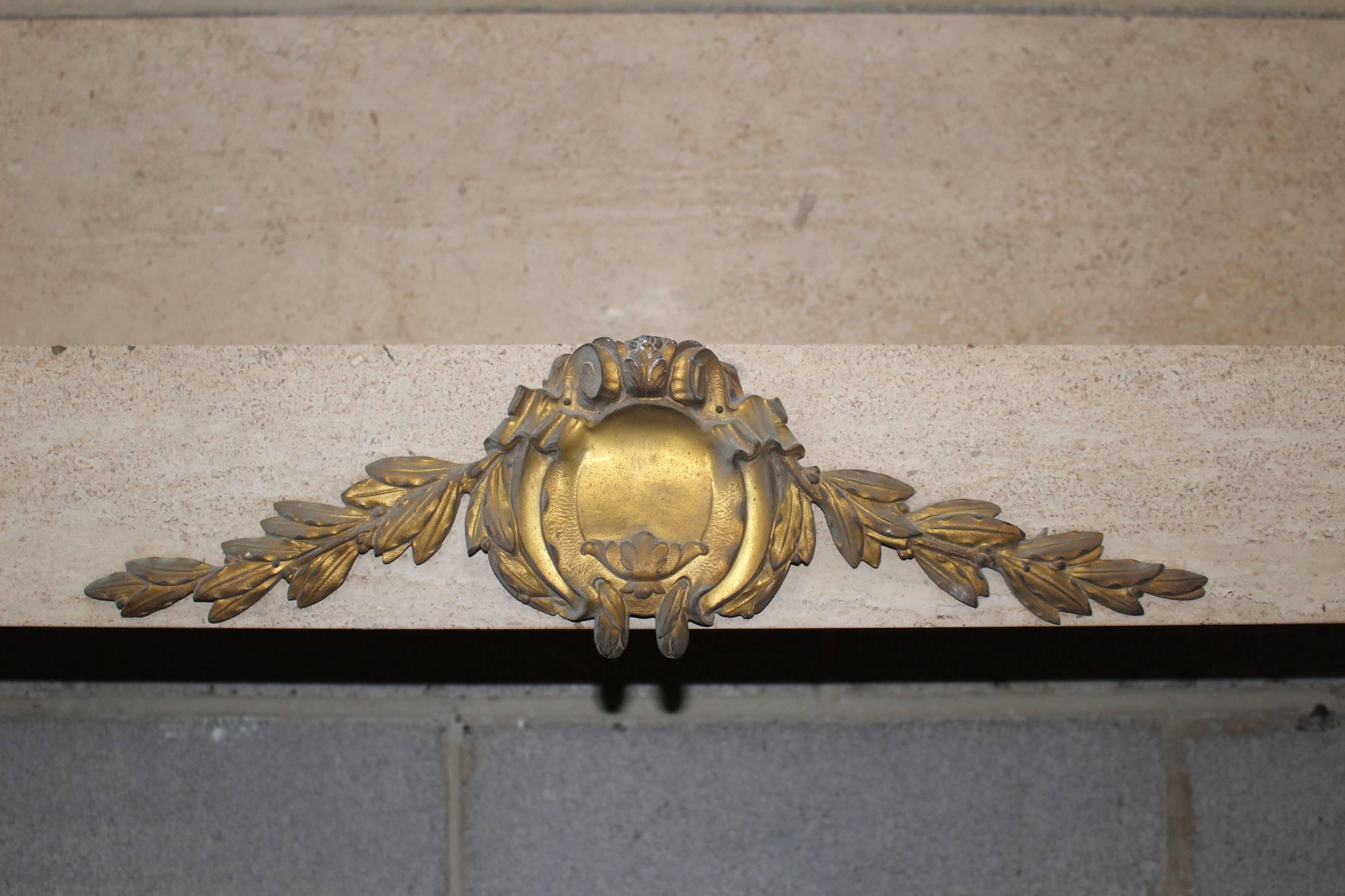 French Art Deco Marble Mantel with Bronze Mounts 1