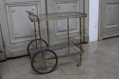 Early 20th Century English Brass and Glass Bar Cart