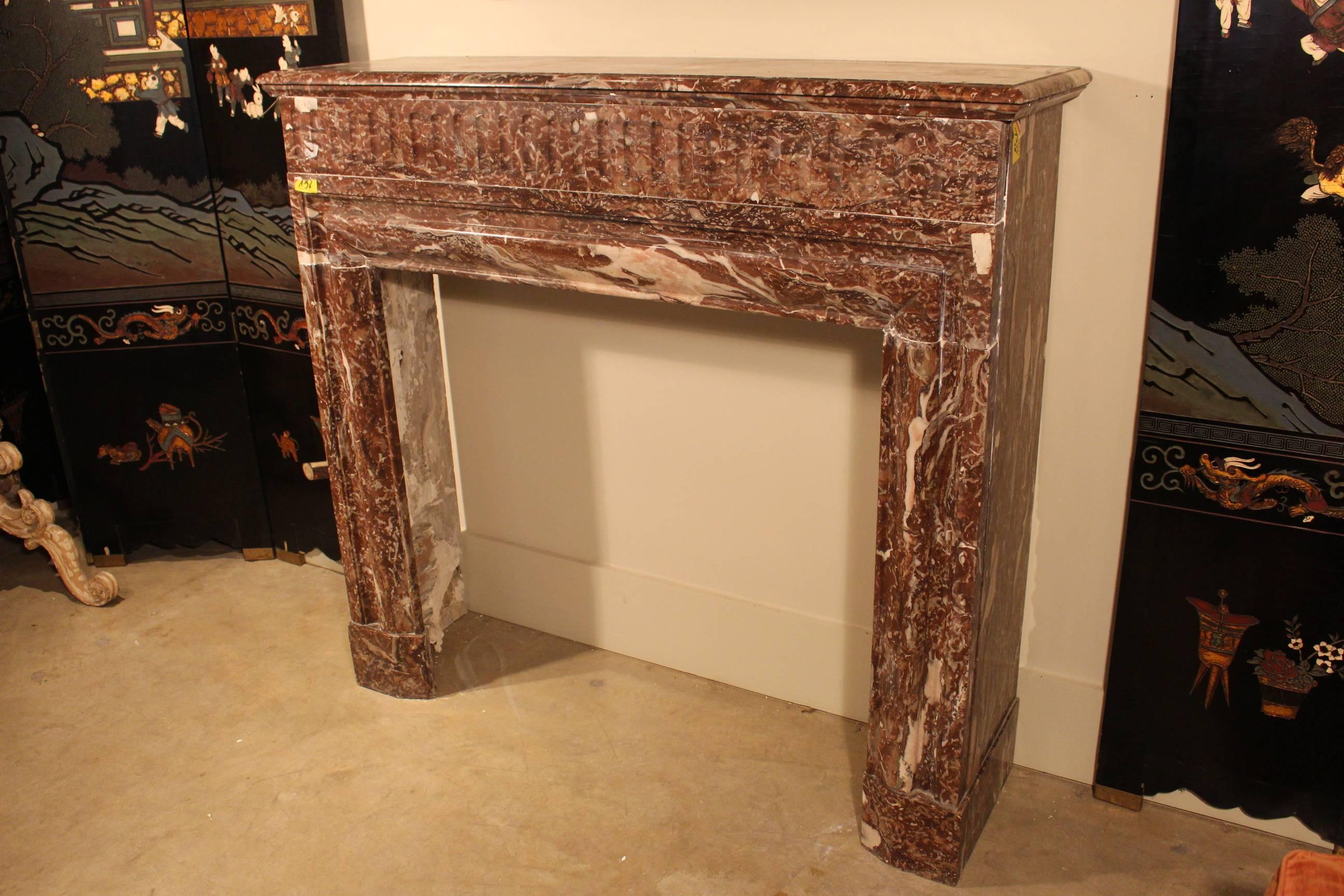 Louis XIV 19th Century French Red Marble Fireplace Mantel