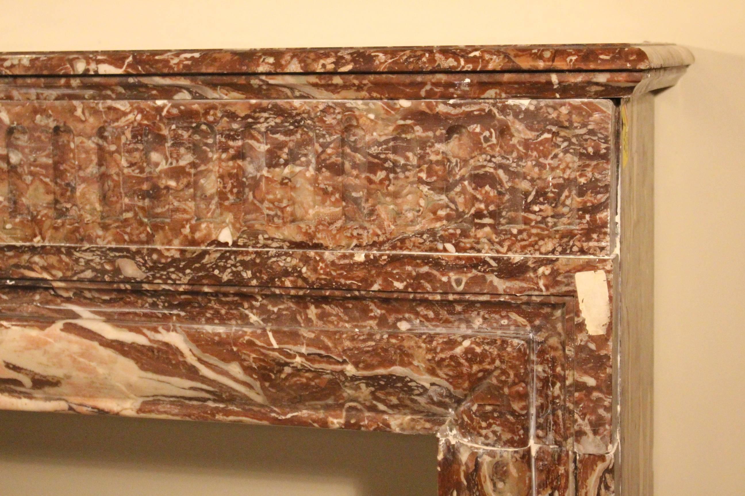 19th Century French Red Marble Fireplace Mantel In Good Condition In Dallas, TX