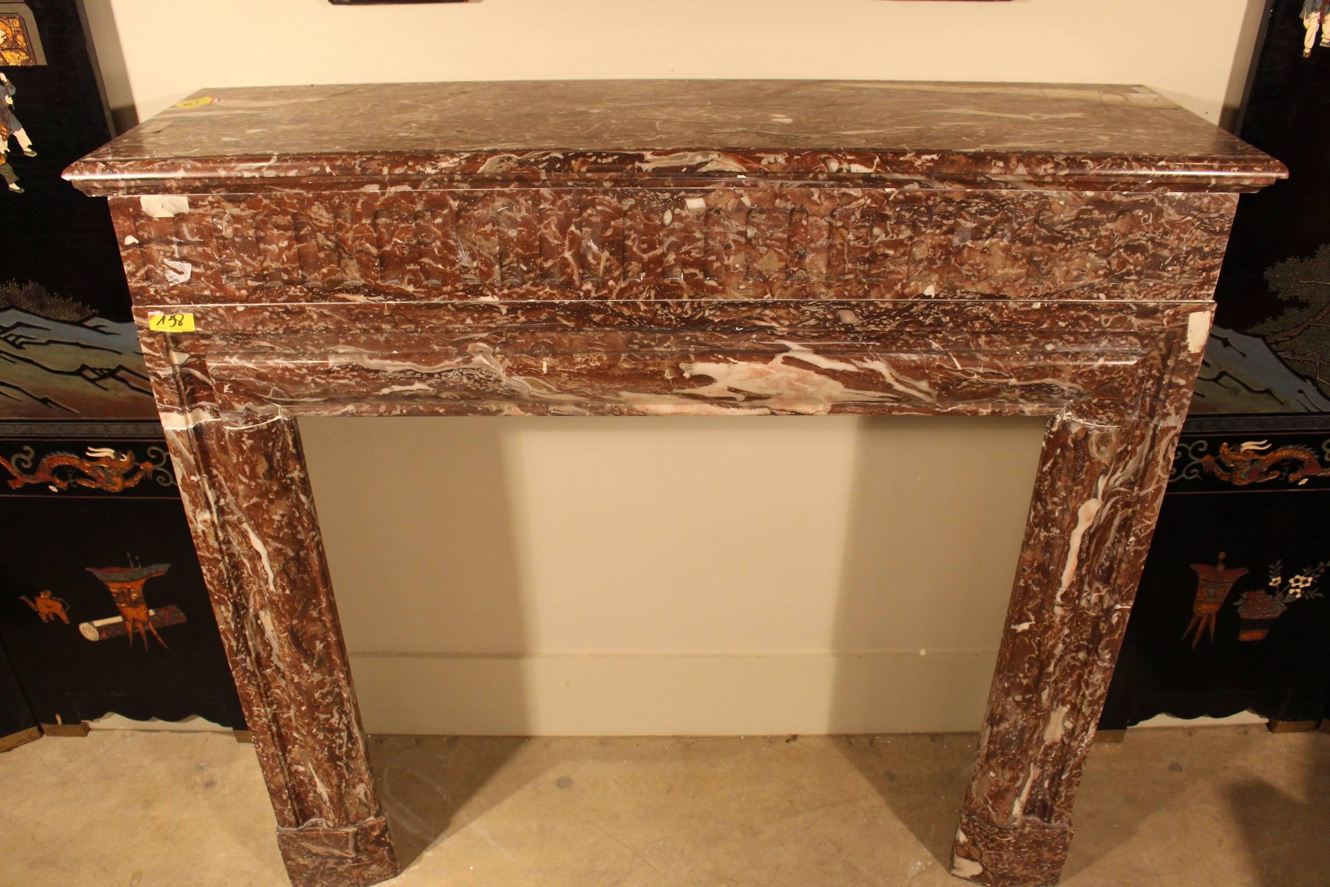 Late 19th Century 19th Century French Red Marble Fireplace Mantel