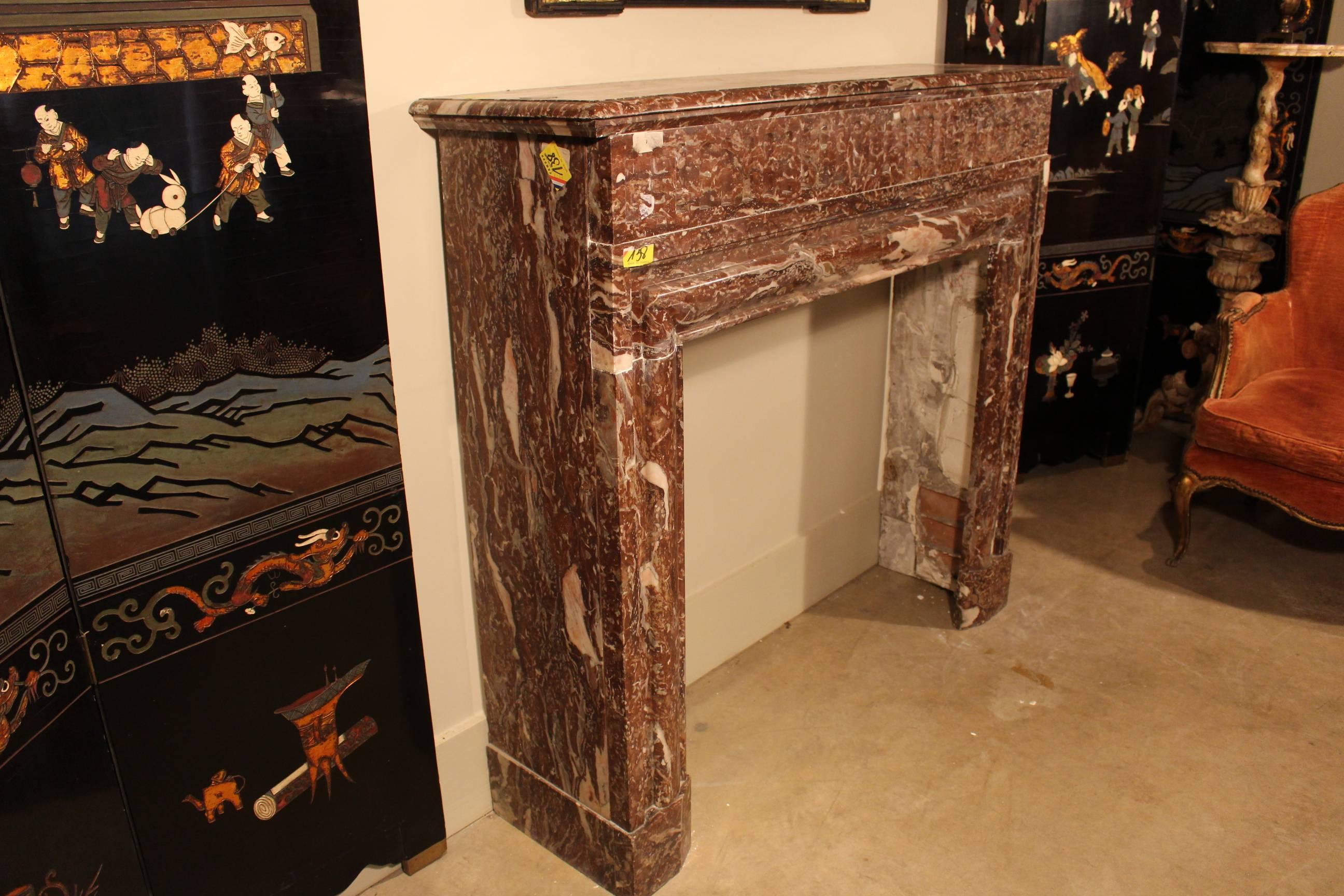 19th Century French Red Marble Fireplace Mantel 3