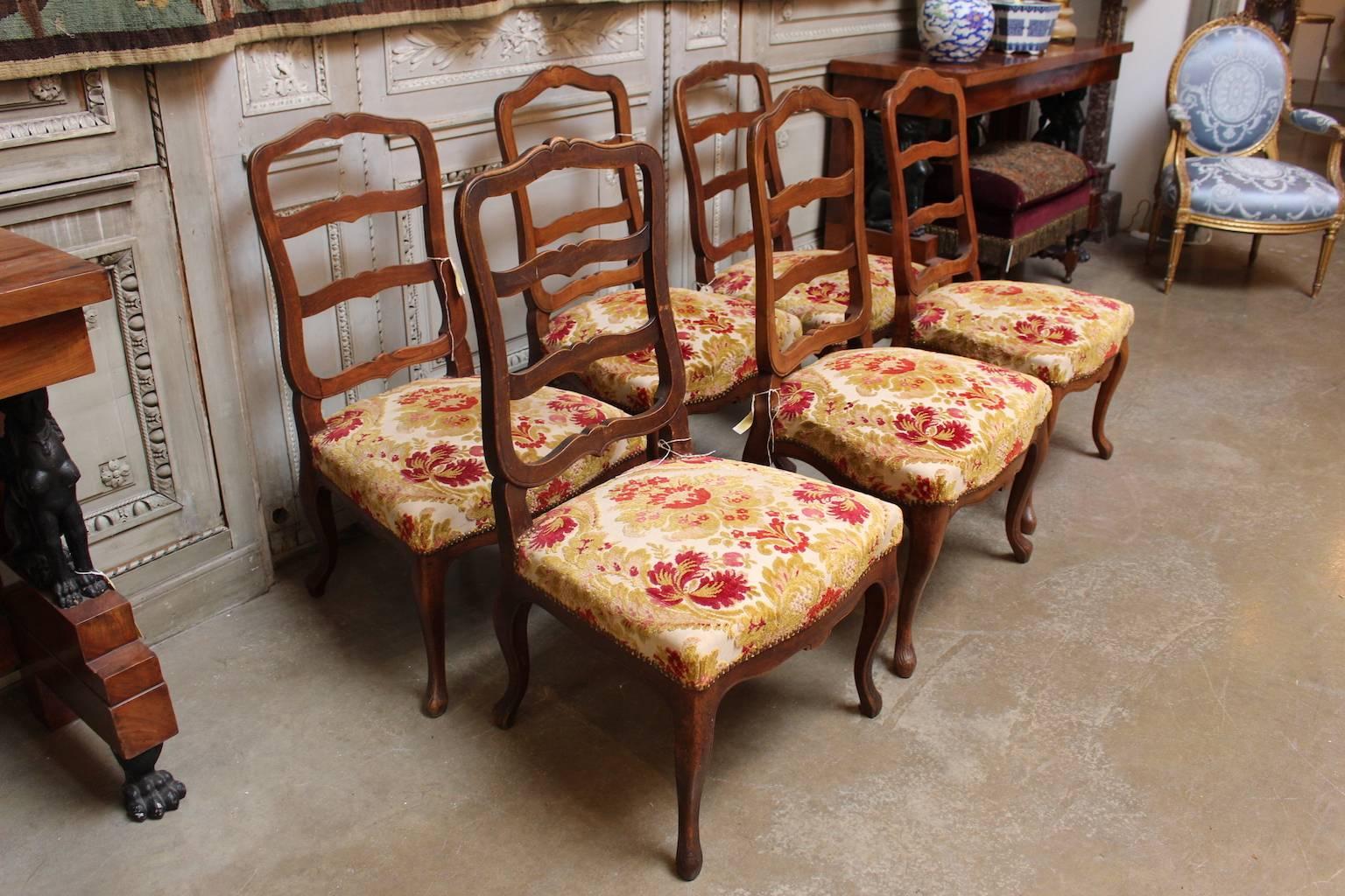 Set of Six Swiss Walnut Dining Chairs 5