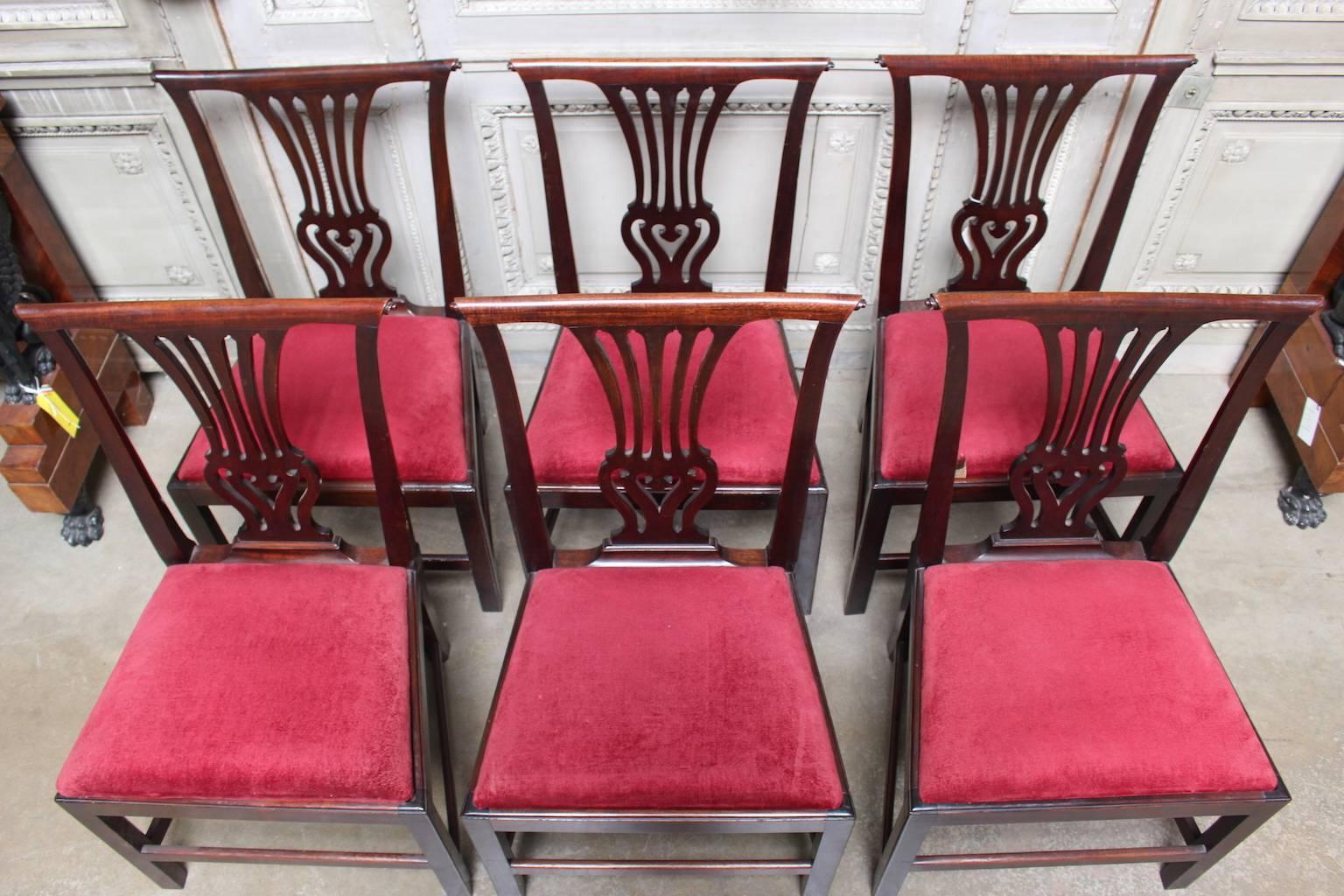 Set of Six English George III Mahogany Dining Chairs 4