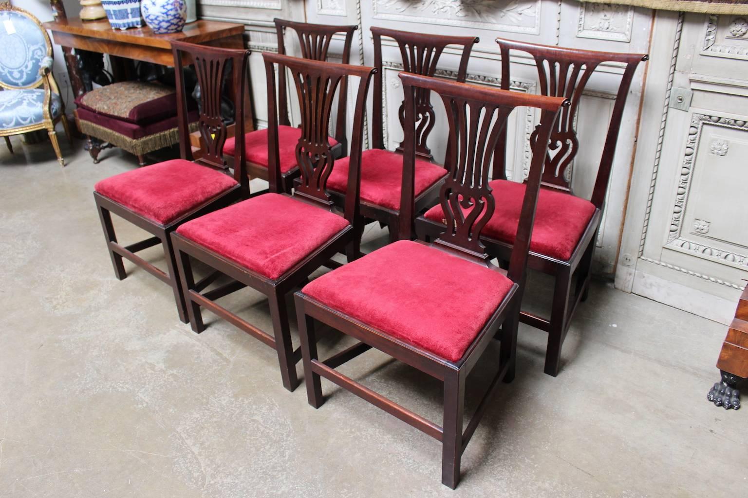 Set of Six English George III Mahogany Dining Chairs 5