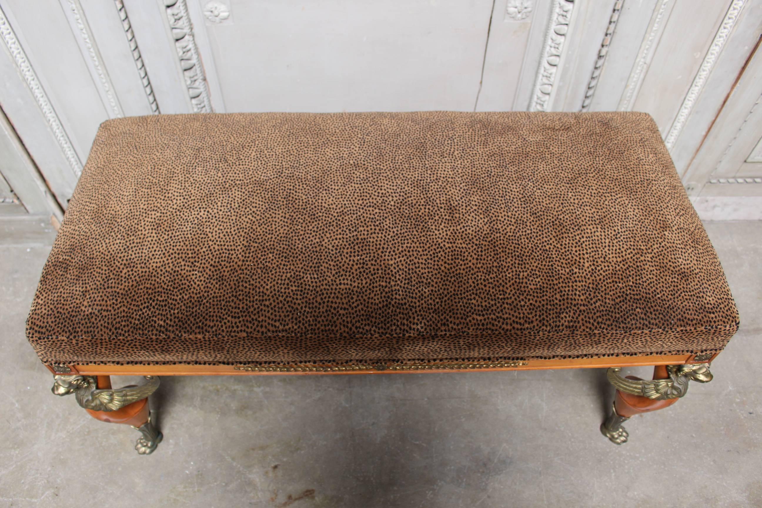 French Empire Style Mahogany and Bronze Banquette 3