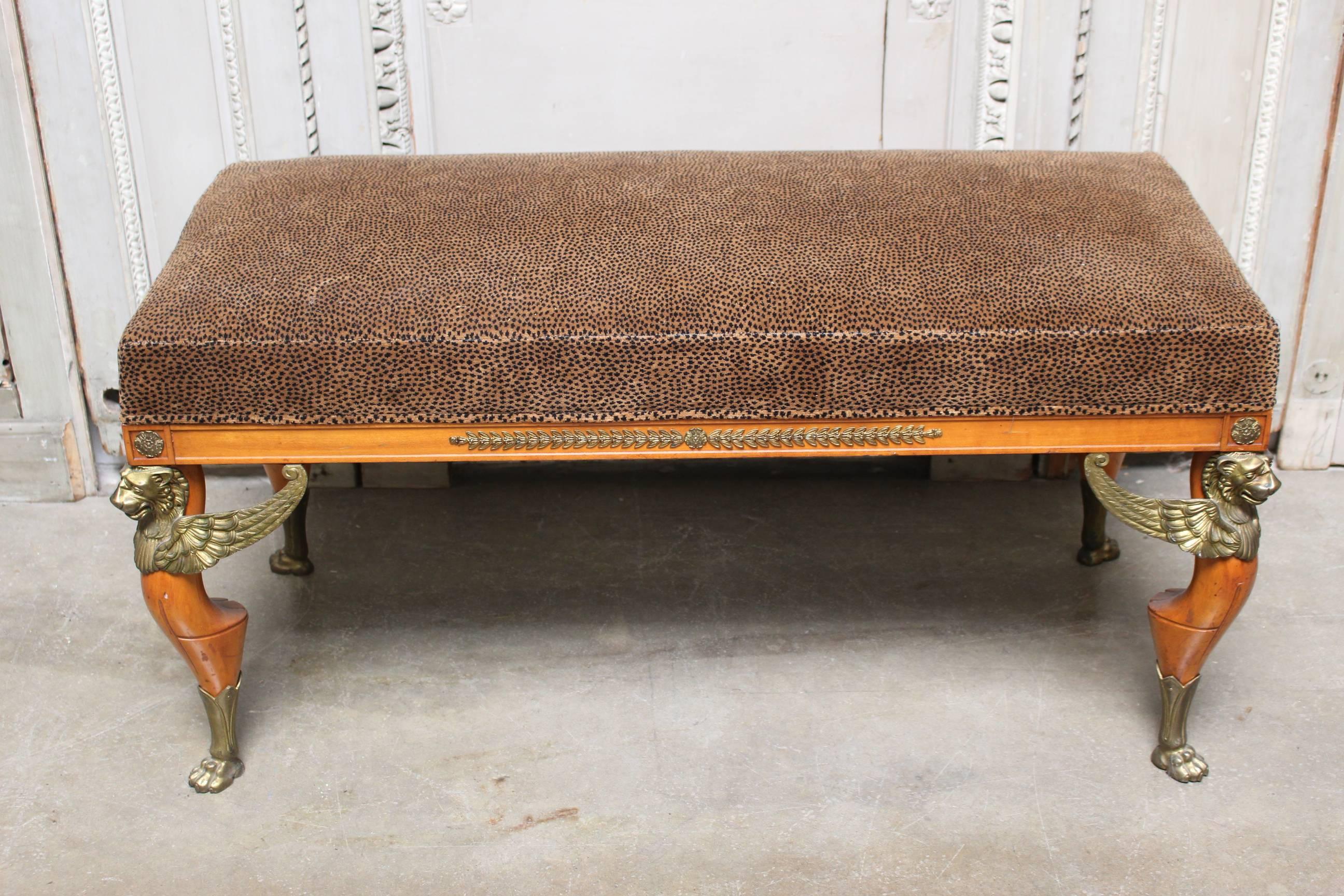 French Empire Style Mahogany and Bronze Banquette 5