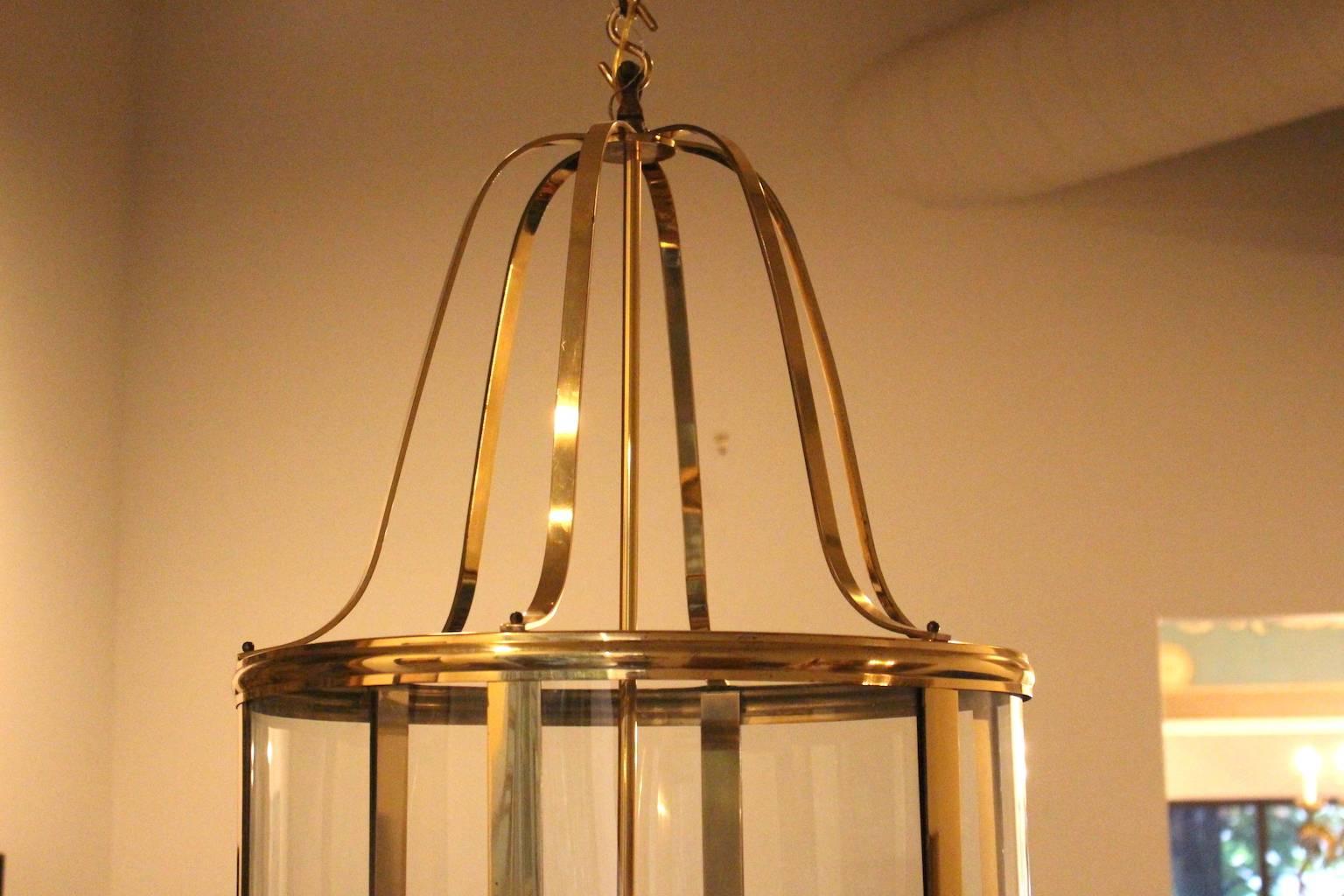Mid-Century Modern Large French Mid-Century Brass Lantern