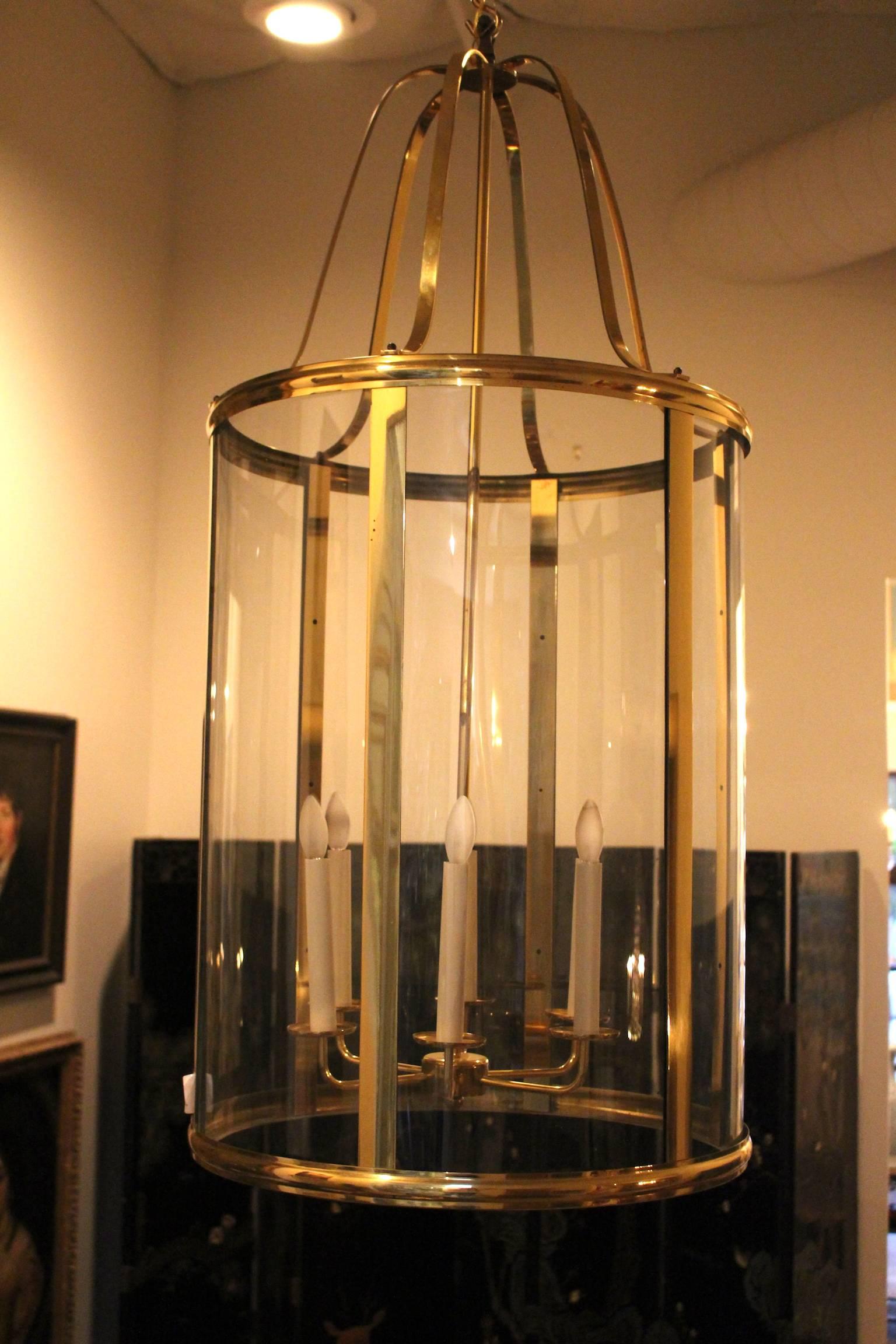 Large French Mid-Century Brass Lantern 2