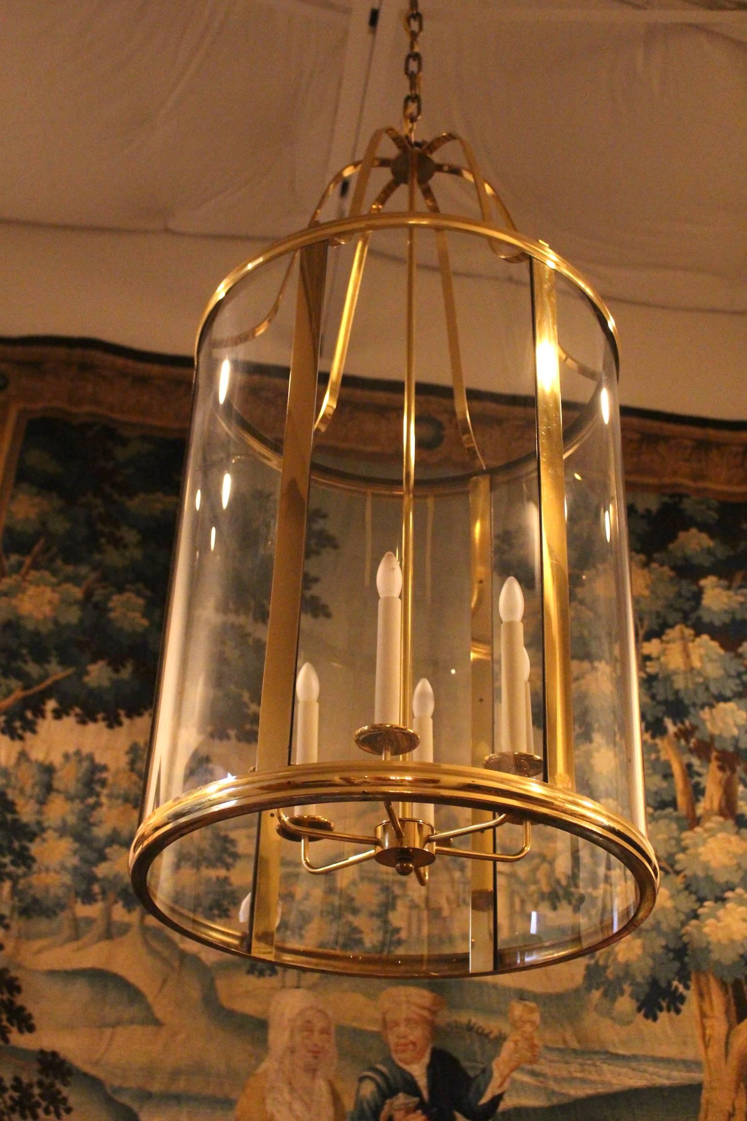 Large French Mid-Century Brass Lantern 3