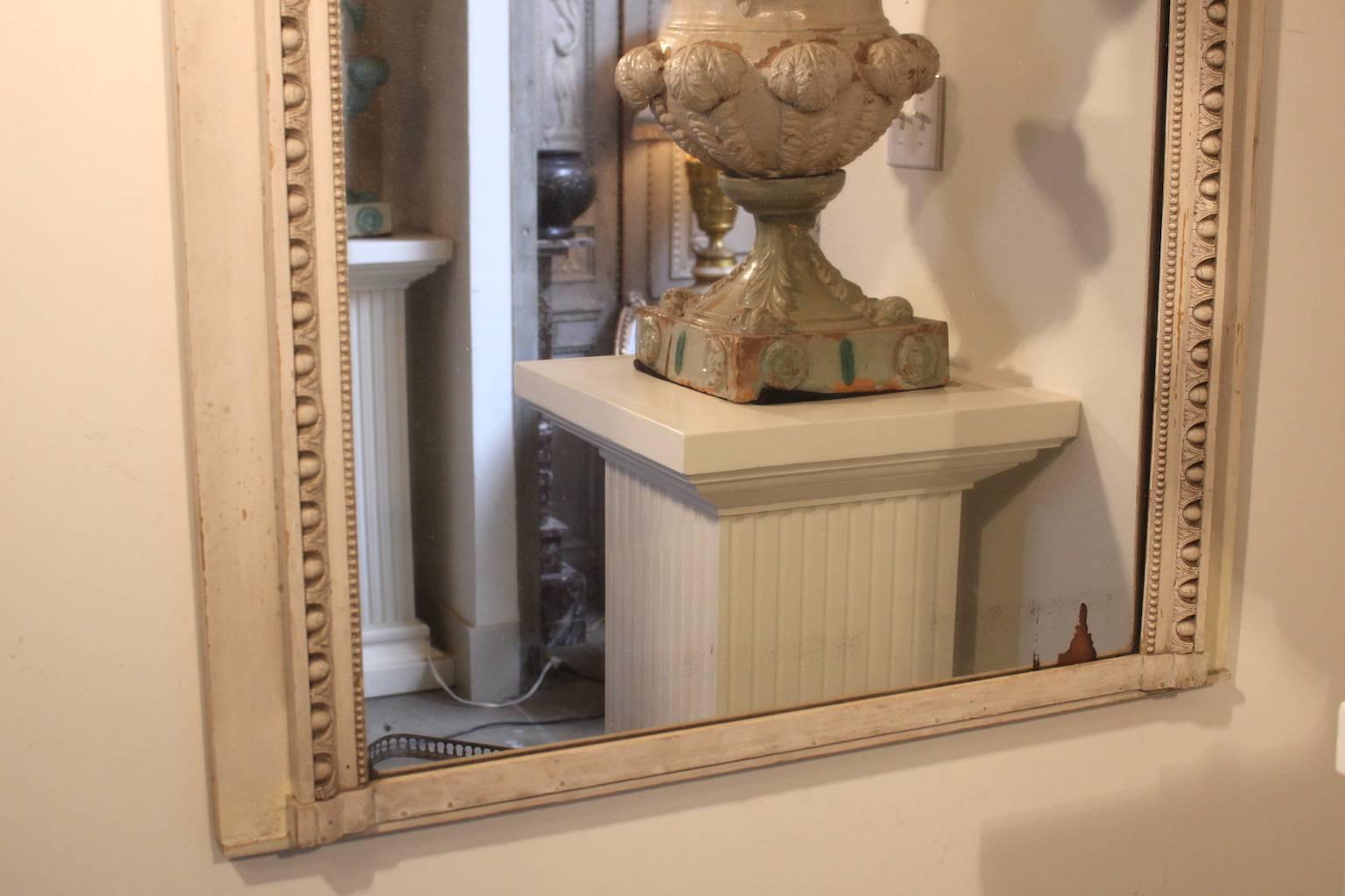 French Louis XVI Style Trumeau Mirror with a Painted Finish 5