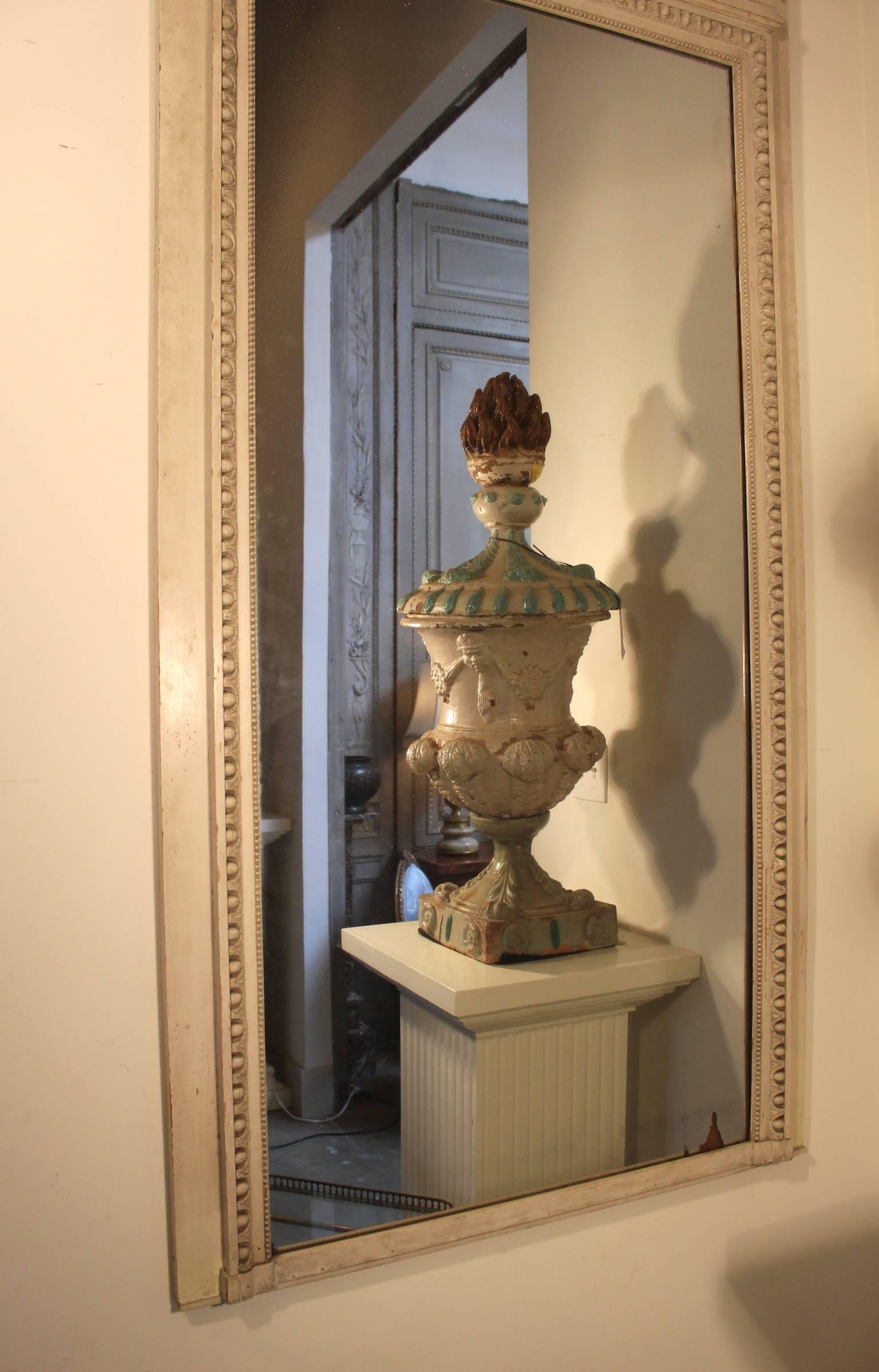 French Louis XVI Style Trumeau Mirror with a Painted Finish 6