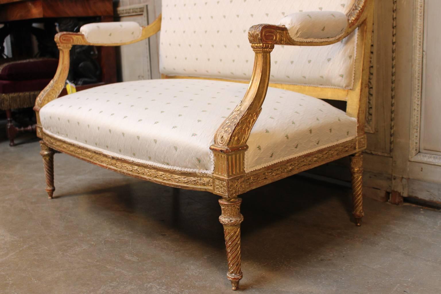 French Louis XVI Style Gilt Wood Canape, Settee 2