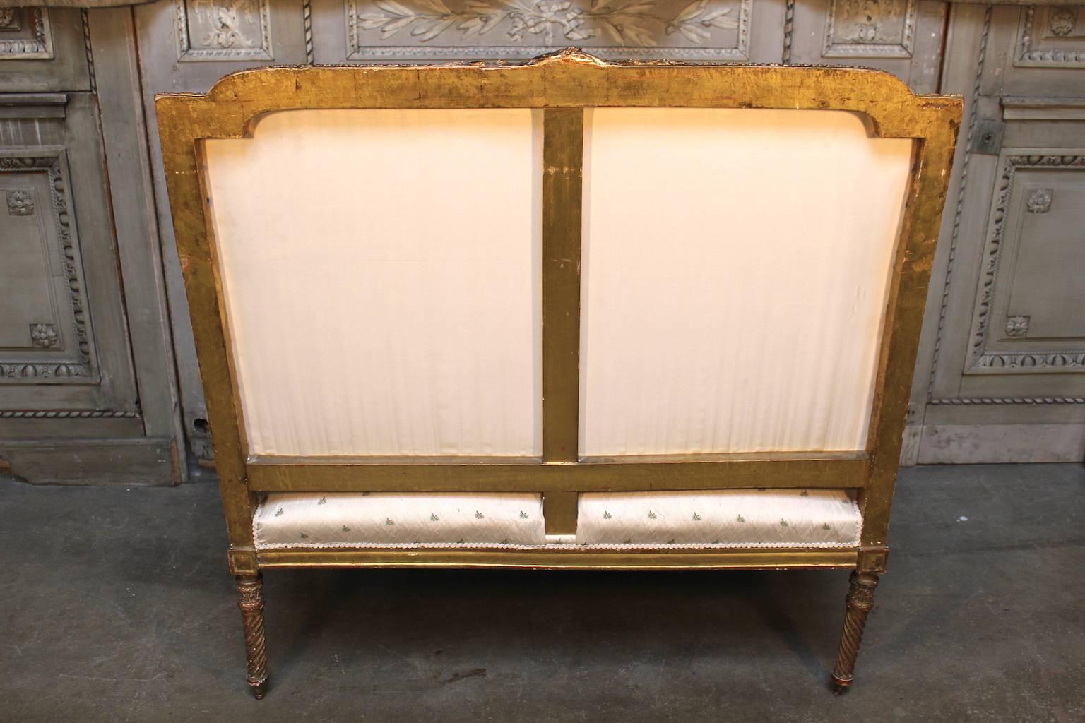 French Louis XVI Style Gilt Wood Canape, Settee 5