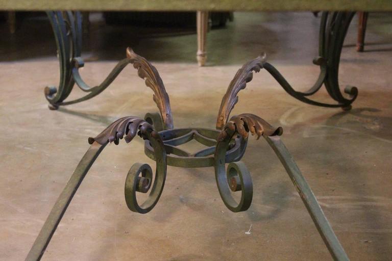 French Louis XV Style Iron and Marble Dining Table For Sale 2