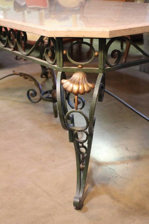 French Louis XV Style Iron and Marble Dining Table For Sale 3