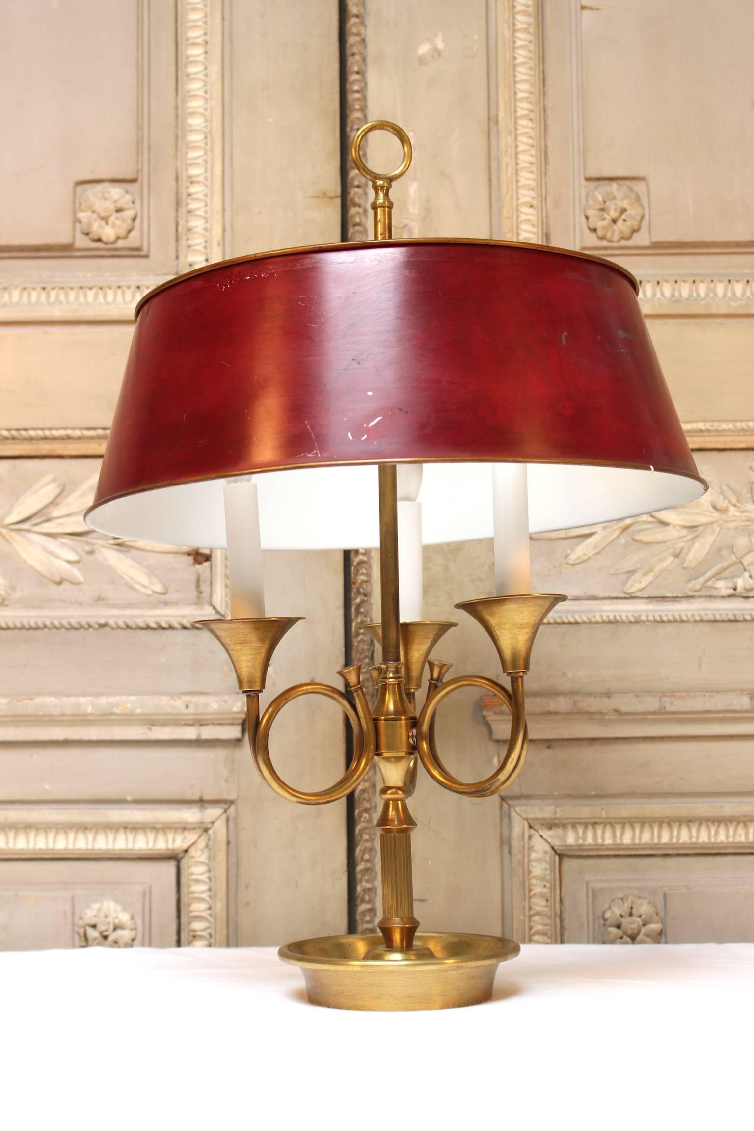 French Bronze and Tole Louis XVI Style Bouilliotte Lamp In Good Condition In Dallas, TX