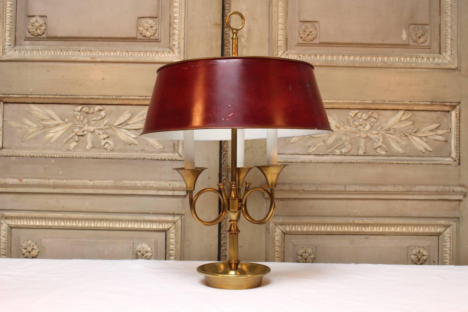 French Bronze and Tole Louis XVI Style Bouilliotte Lamp 5