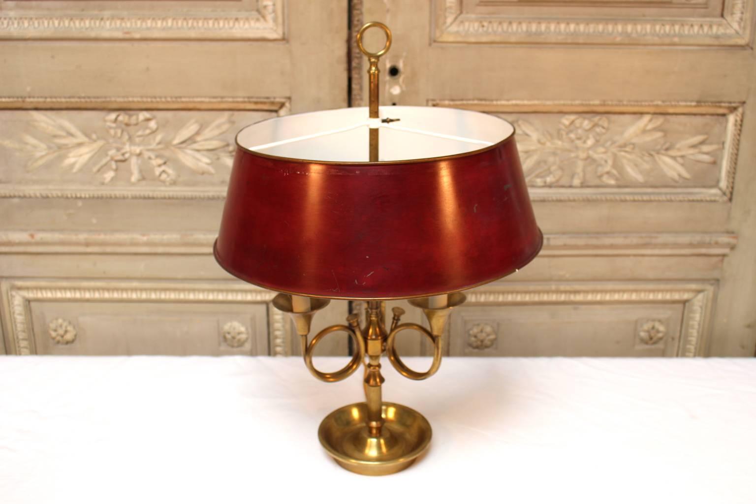 20th Century French Bronze and Tole Louis XVI Style Bouilliotte Lamp