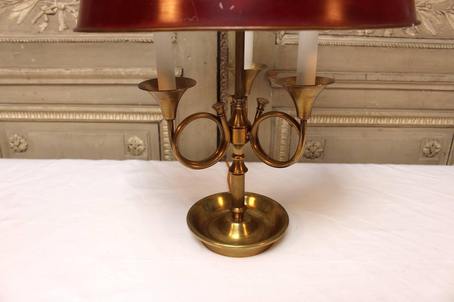 French Bronze and Tole Louis XVI Style Bouilliotte Lamp 1