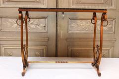 French Gilded Iron Table with Marble Top
