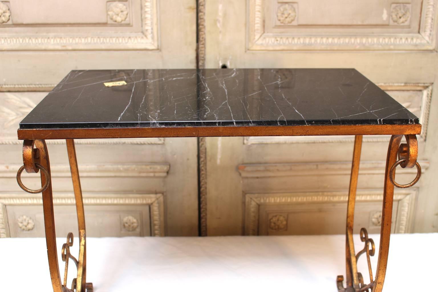 French Gilded Iron Table with Marble Top For Sale 3