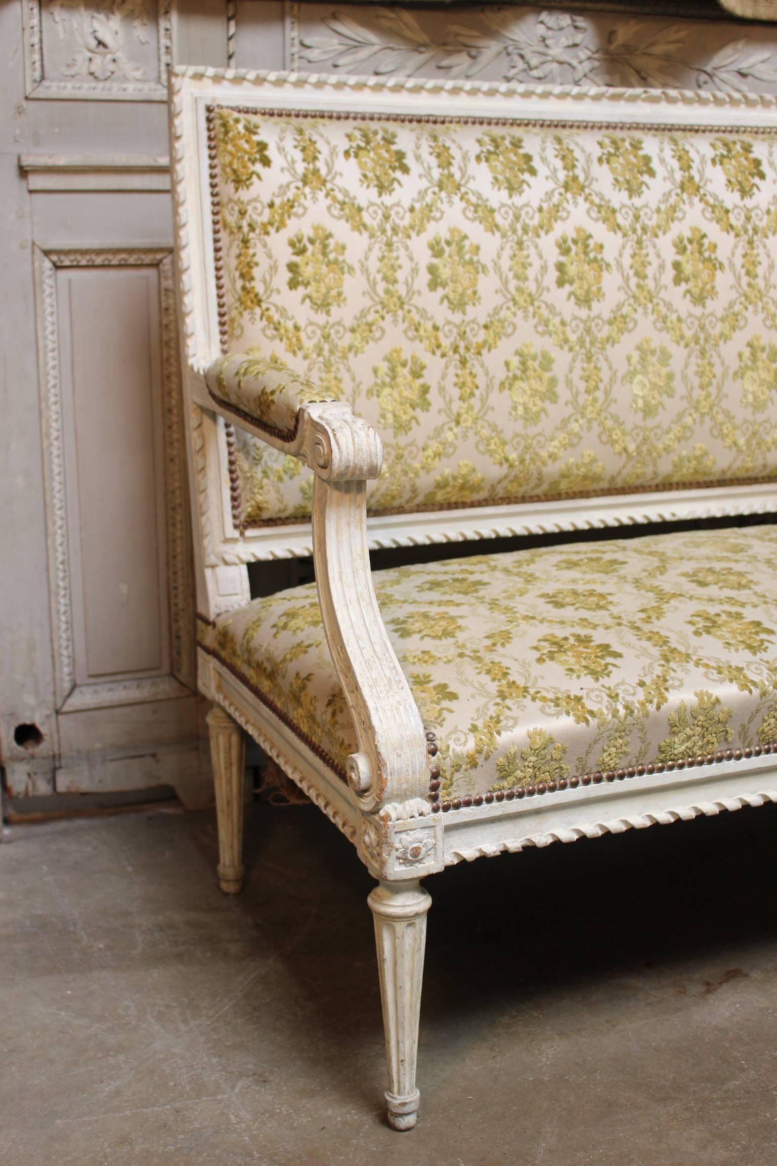 18th Century A French Louis XVI Settee with a Painted Finish