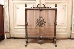 French Louis XVI Style Bronze Firescreen with Lyre Design