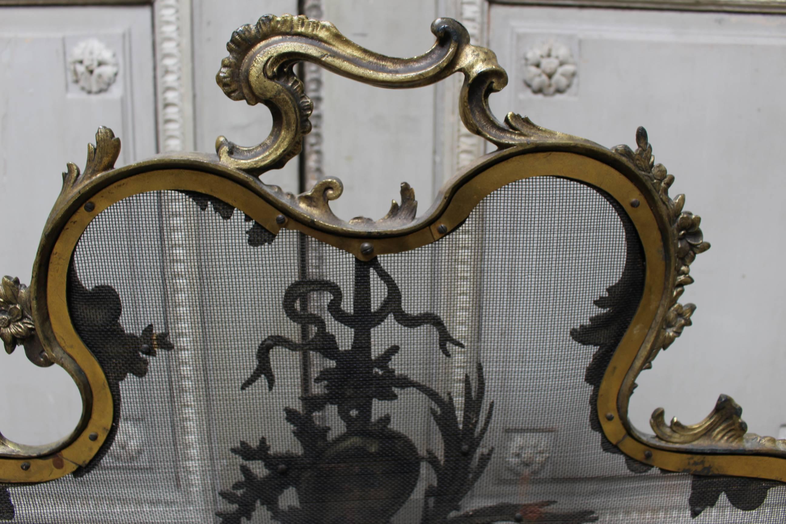 French Louis XV Style Bronze Fire Screen 1