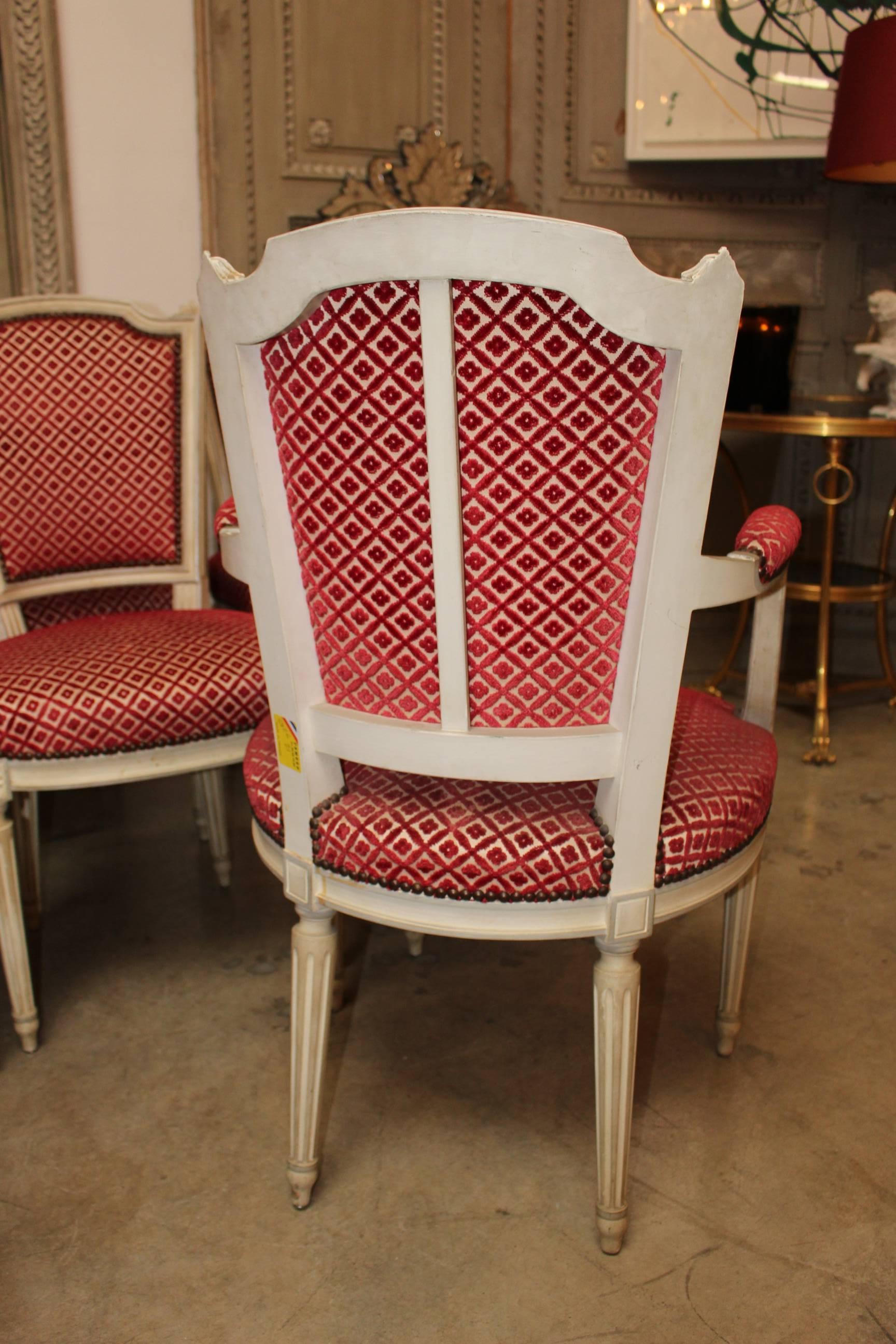 Mid-20th Century Set of Ten, French Louis XVI Style Dining Chairs