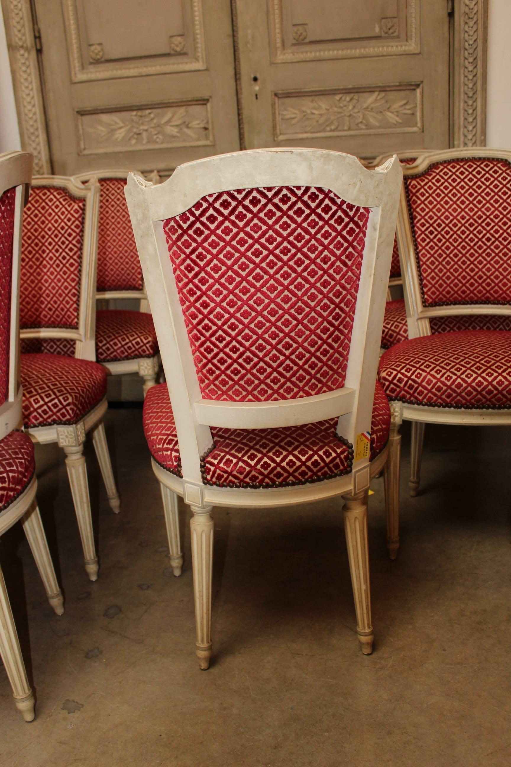 Set of Ten, French Louis XVI Style Dining Chairs 1