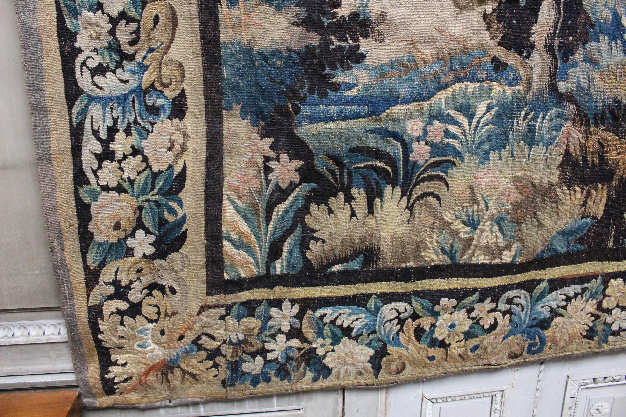 A French Aubusson verdure tapestry from the late 18th century.