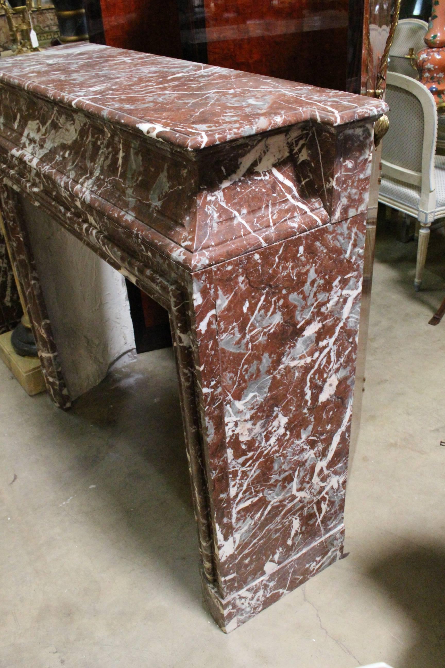 19th Century, French, Louis XIV Style Marble Mantel In Good Condition In Dallas, TX