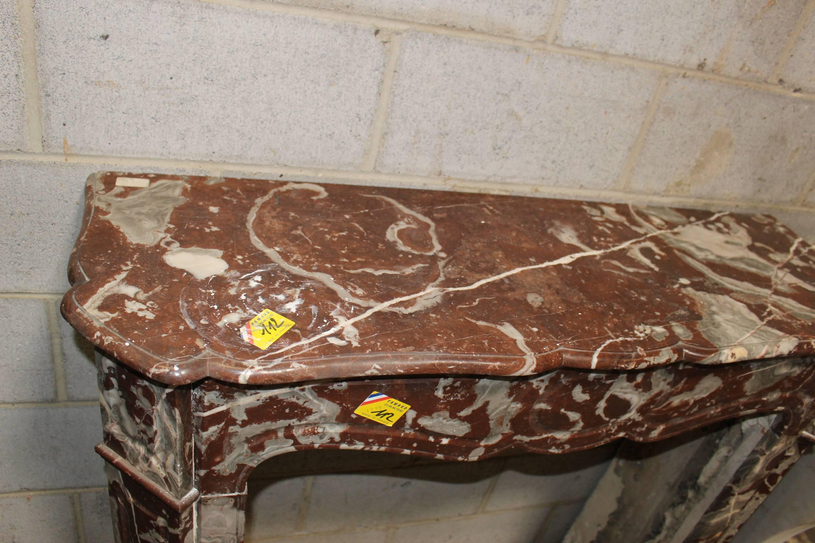 French, Louis XV Style Marble Mantel In Good Condition In Dallas, TX