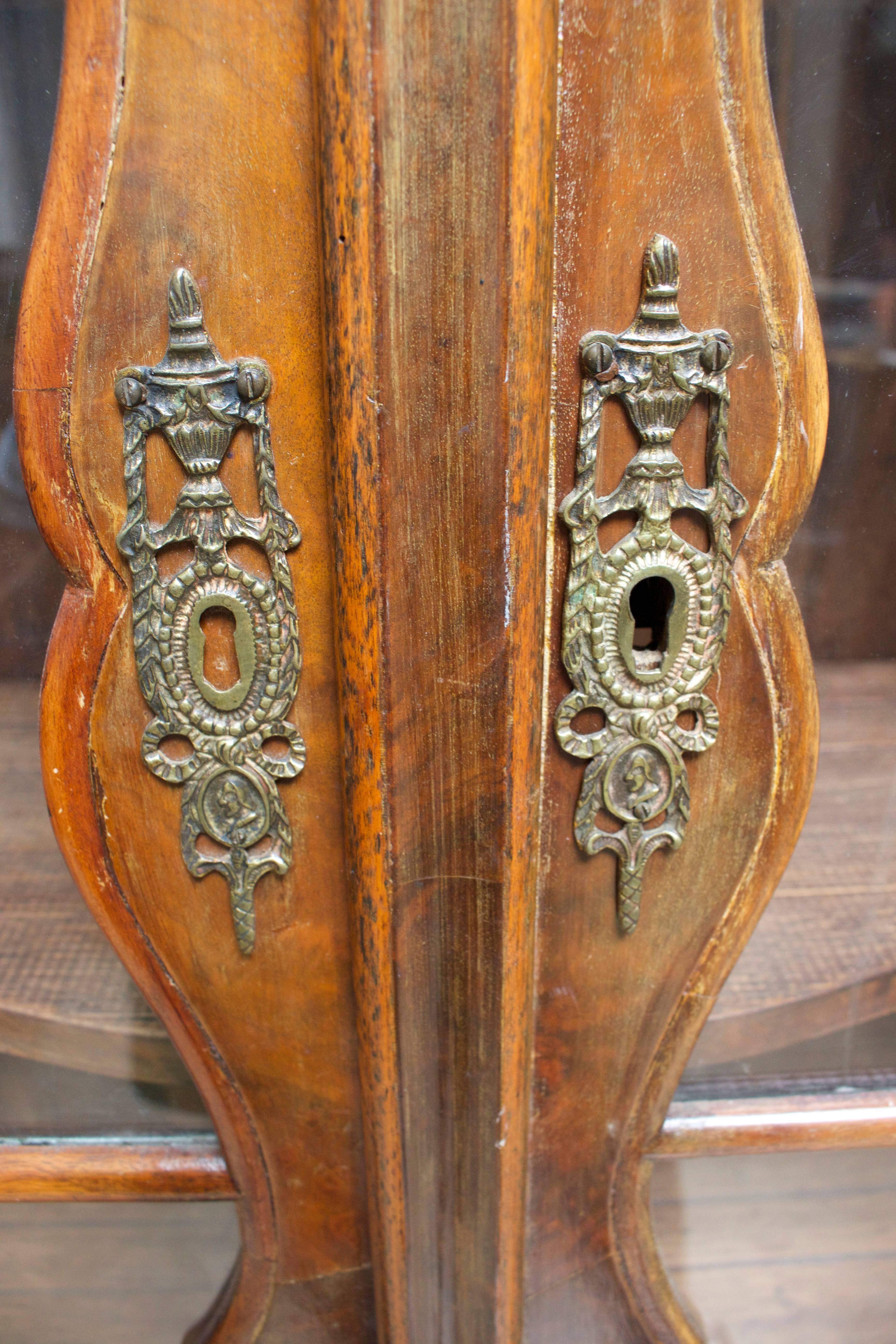 Brass 19th Century Dutch Rococo Burled Walnut Cabinet For Sale
