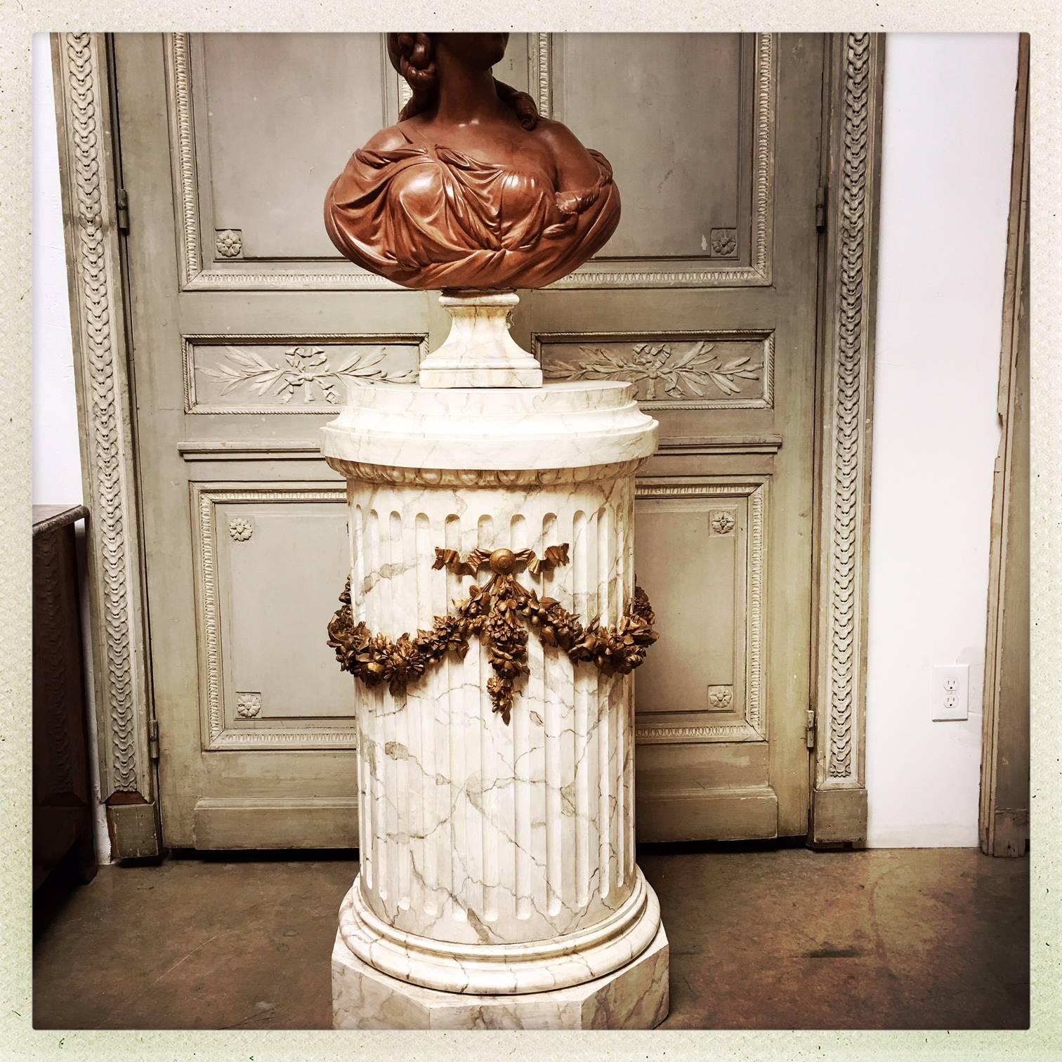 Hand-Carved French Louis XVI Style Carved Wood Pedestal For Sale
