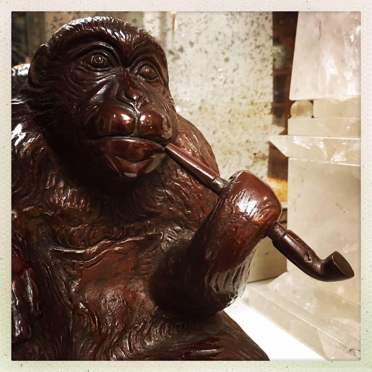 monkey smoking pipe