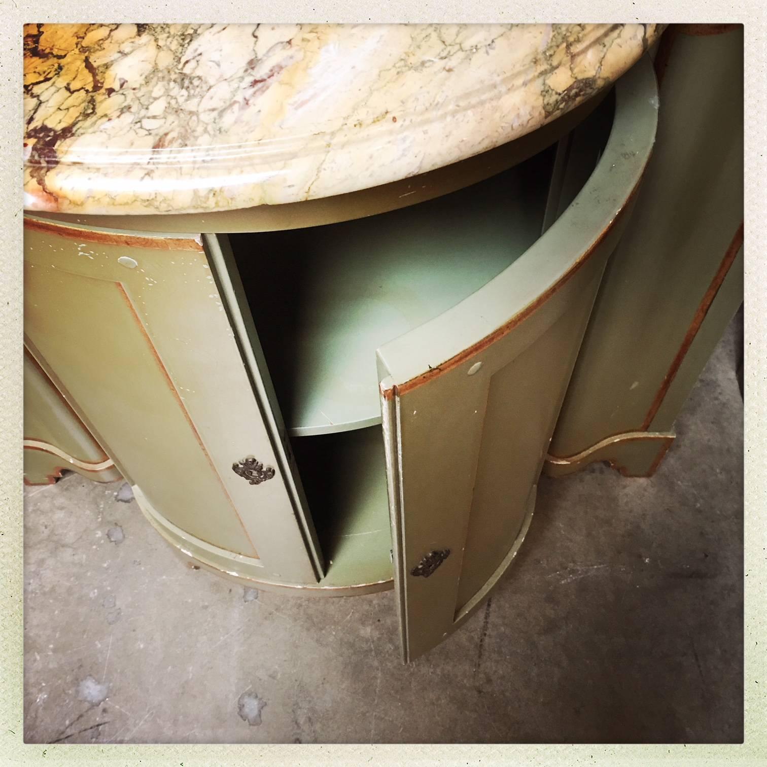 A Pair of Painted And Parcel Gilt Cabinets With Marble Tops 2