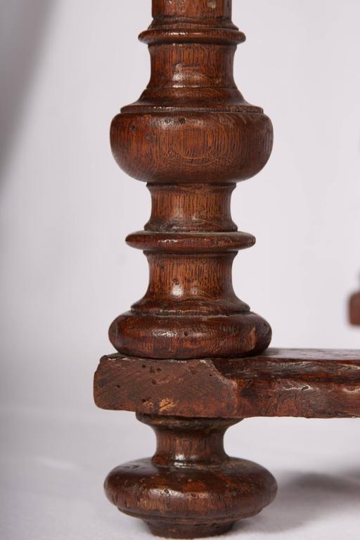 Henry III Style Oak Side Table with Shaped Marble Top For Sale at 1stDibs