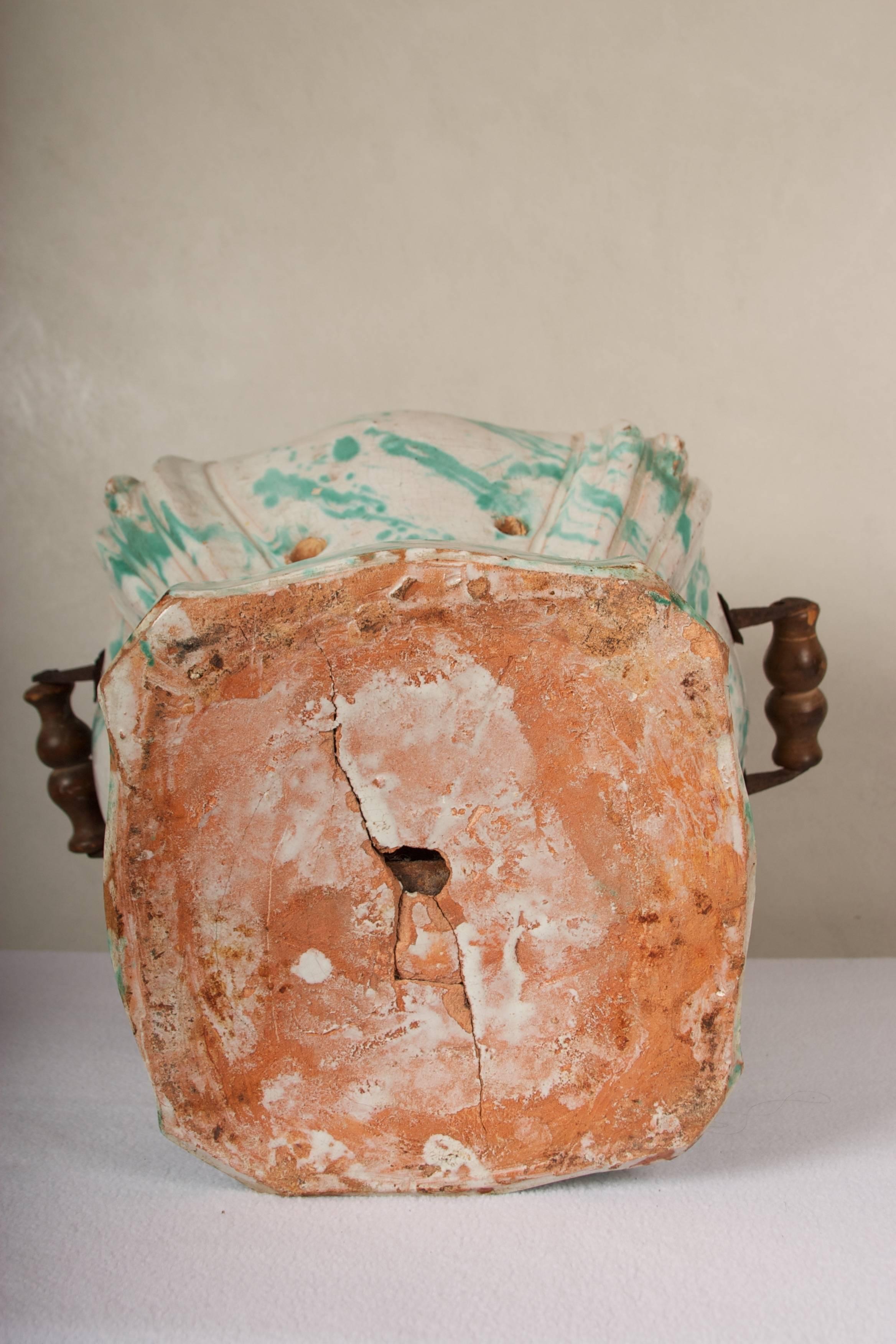 Pottery 18th Century Terra Cotta Chamber Warmer / Kachelofen