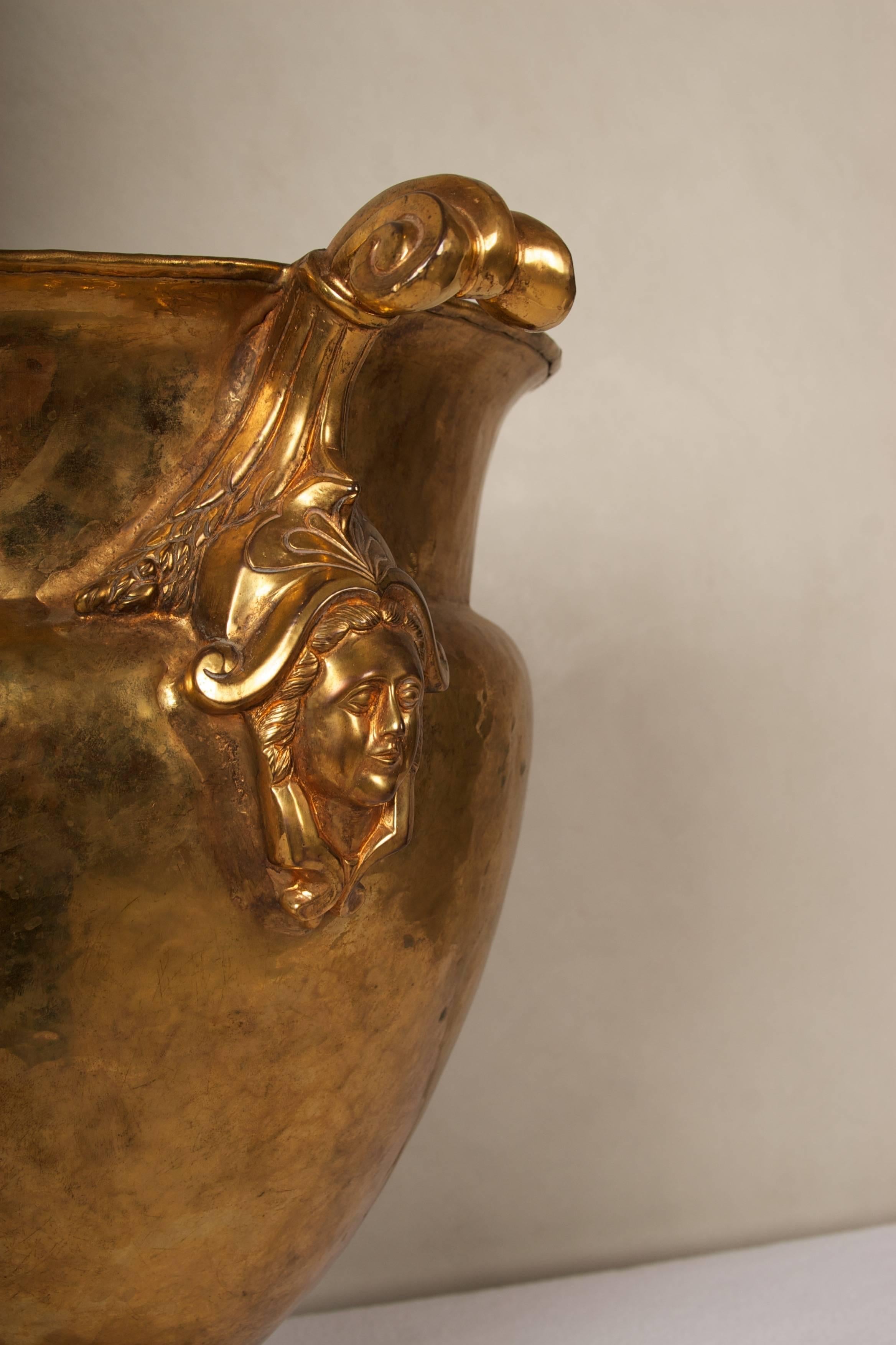Neoclassical Gilded Copper Amphora In Excellent Condition In San Francisco, CA