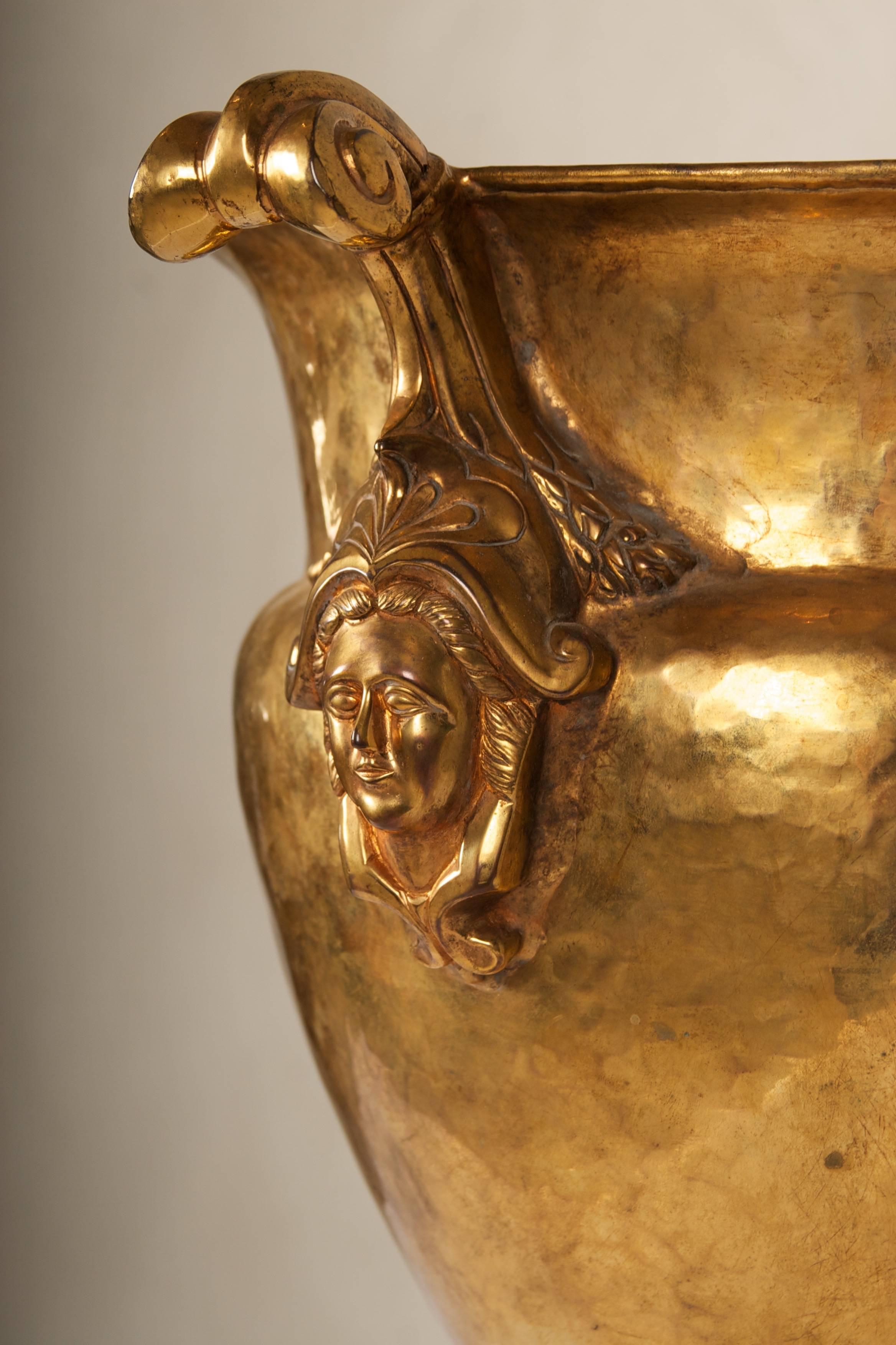 20th Century Neoclassical Gilded Copper Amphora