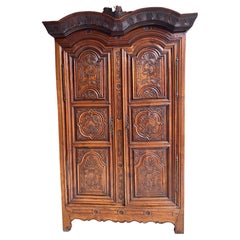 Late 18th C. French Rennes Armoire, Cherrywood, Brittany, Attributed J.B.Depouez