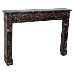 Late 18th Century Faux Marble Wood Carved Fireplace Mantle, in the Adam Style
