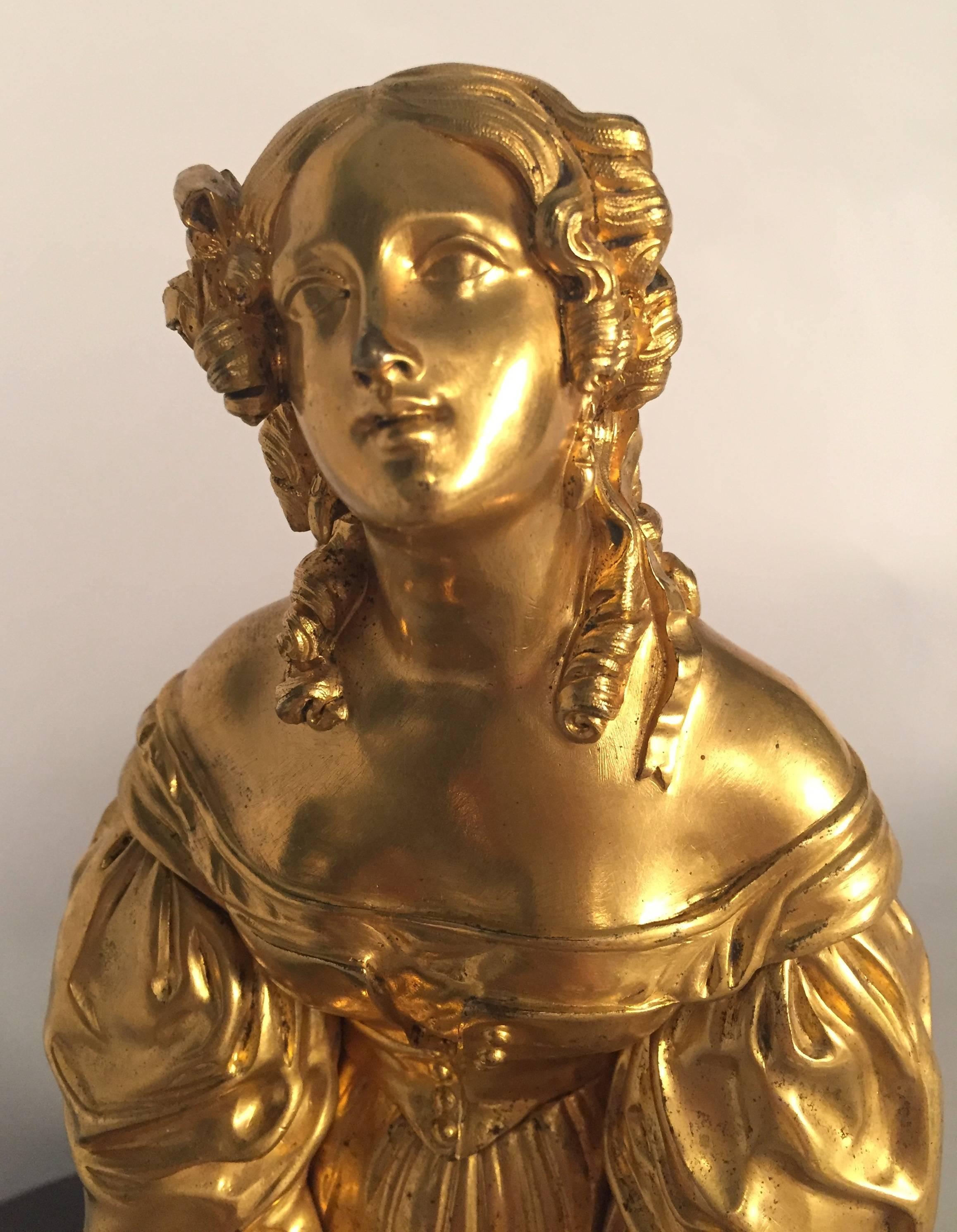 Gilt French Gilded Bronze Female Figure