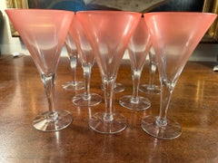 Mid Century Frosted Chrystal Martini Glasses, very rare