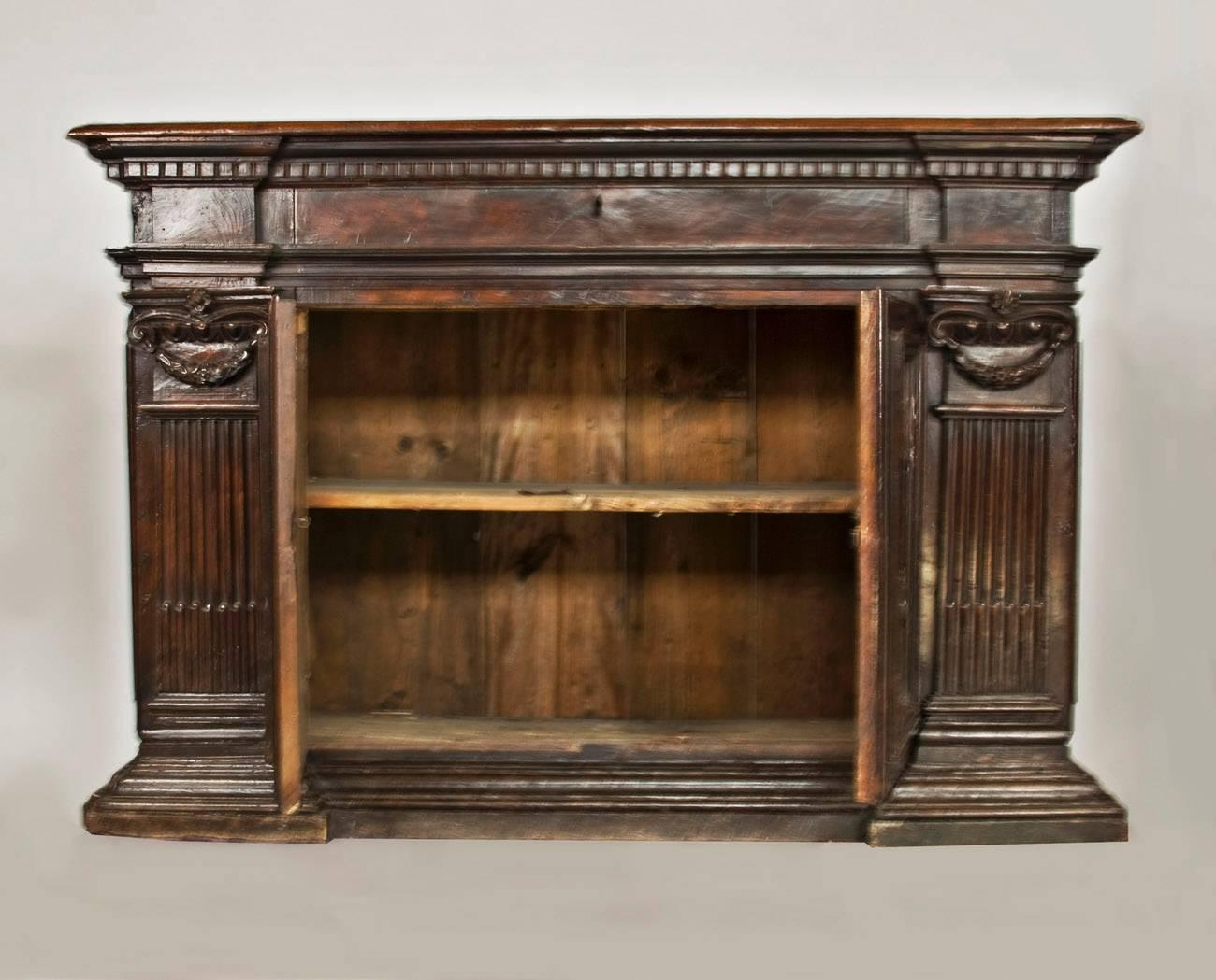 Renaissance Early 17th Century Italian Walnut Credenza/ Cabinet For Sale