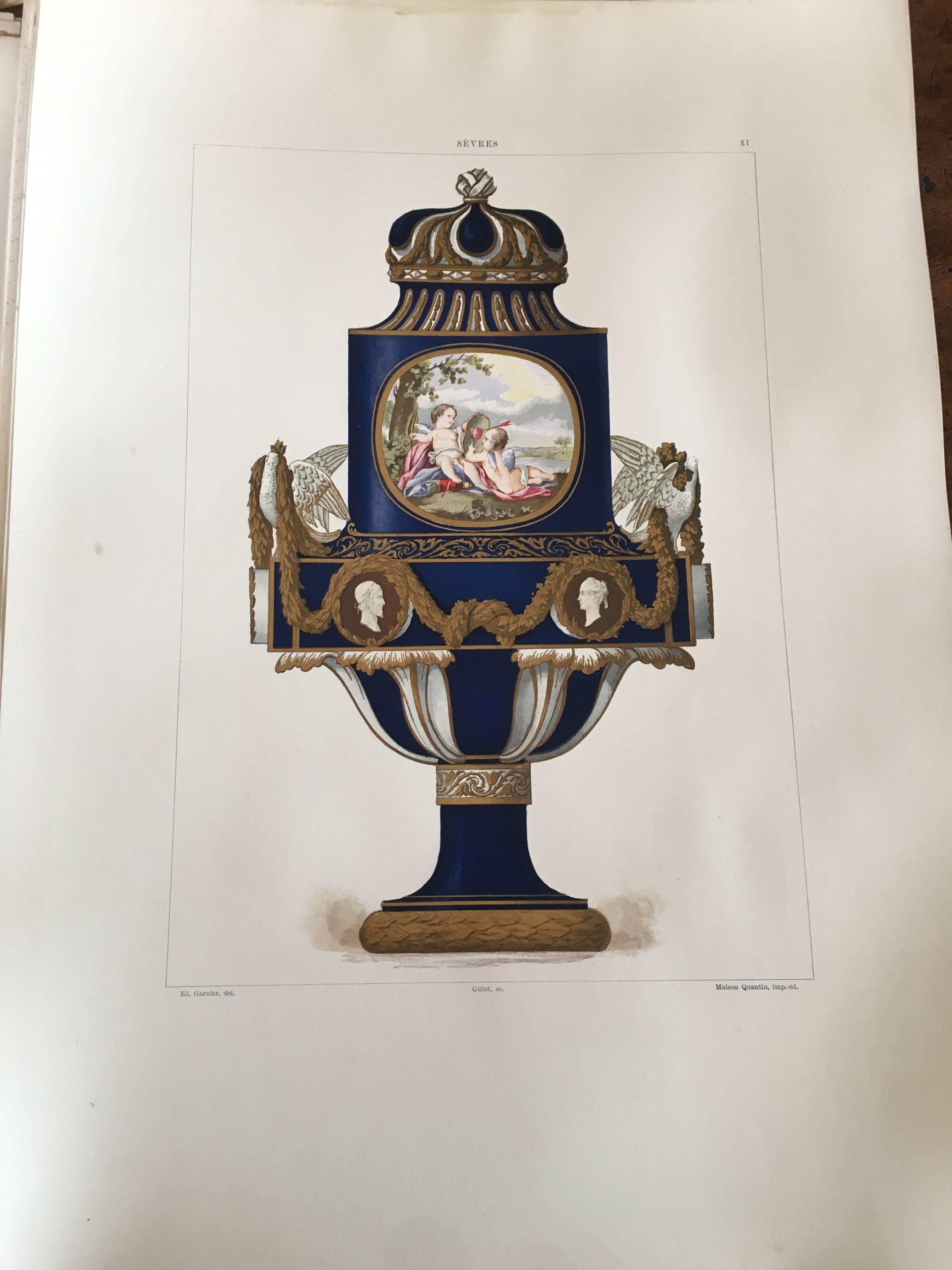  36 handkolorierte und vergoldete Teller, 1891-Folio  Porzellanvasen aus Sevres (Spätviktorianisch) im Angebot
