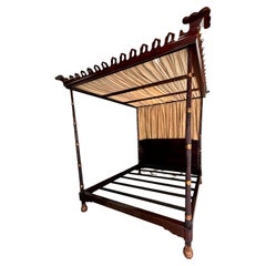 Lit Michael Taylor Kempner, en bois travaillé à la main, style chinoiserie, États-Unis, taille « king size »